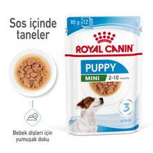 Görseli Galeri görüntüleyiciye yükleyin, Royal Canin Mini Puppy Gravy Pounch Yavru Köpek Yaş Maması 85 Gr