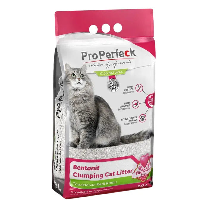 PRO PERFECK BEBEK PUDRA İNCE TANELİ KEDİ KUMU 10 LT